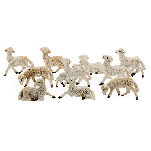 Schafe, Set zu 10 Stück, aus Kunststoff, für 8 cm Krippe, sortiert 1