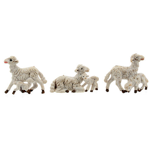 Schafe, Set zu 10 Stück, aus Kunststoff, für 8 cm Krippe, sortiert 3