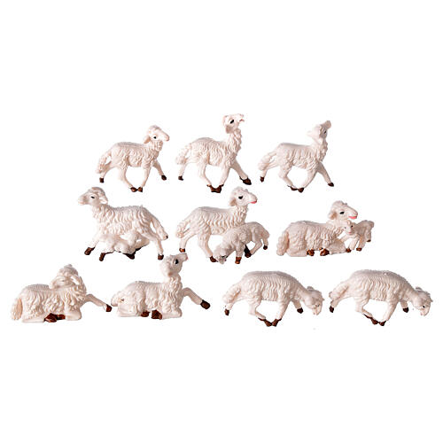 Nativity scene figurines, white sheep 10 pieces 8 cm 1
