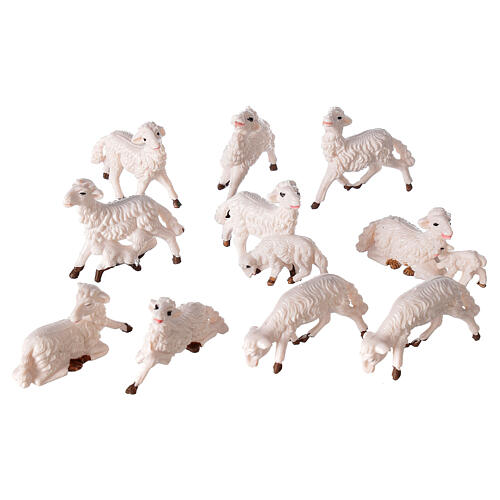 Owce szopka plastik biały 10 szt 8 cm 3
