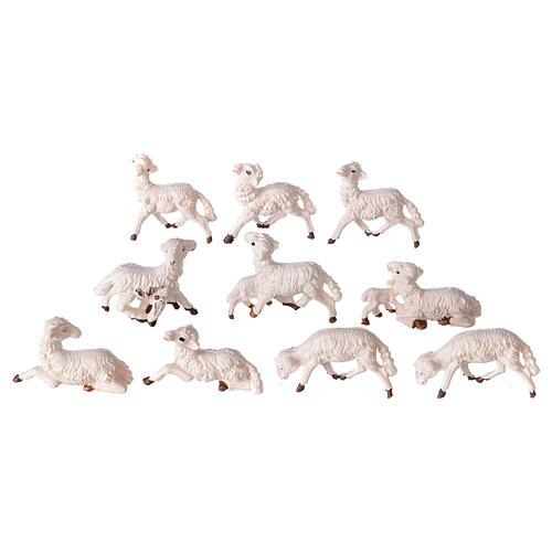 Nativity scene figurines, white sheep 10 pieces 8 cm 2