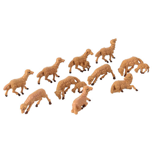 Nativity scene figurines, brown sheep 10 pieces 10 cm 4