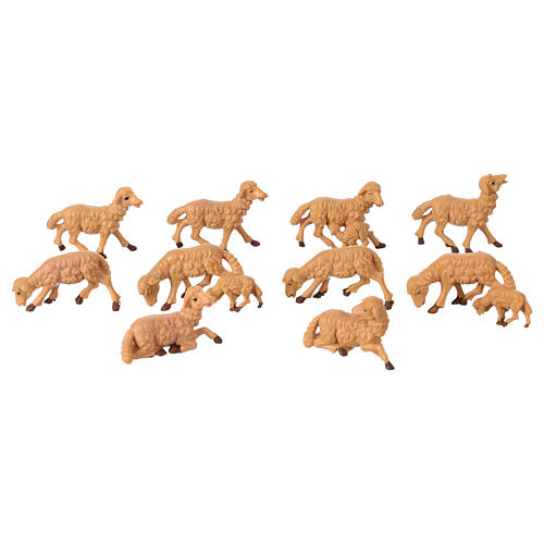 Pecore presepe plastica marrone 10 pz. 10 cm 1