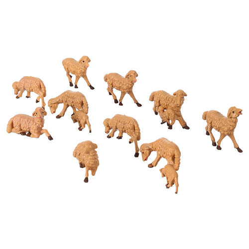 Pecore presepe plastica marrone 10 pz. 10 cm 6
