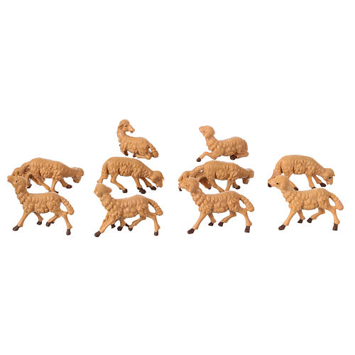Pecore presepe plastica marrone 10 pz. 10 cm 8