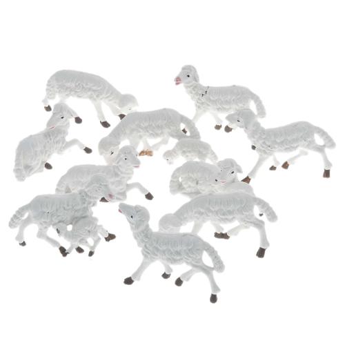 Nativity scene figurines, white sheep 10 pieces 10 cm 1
