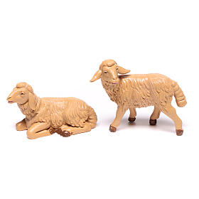 Schafe Krippe aus brauner Plastik 4 Stücke 12 cm hoch