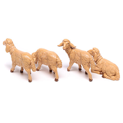 Schafe Krippe aus brauner Plastik 4 Stücke 12 cm hoch 4