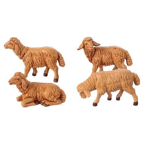 Pecore presepe plastica marrone 4 pz. 12 cm 1