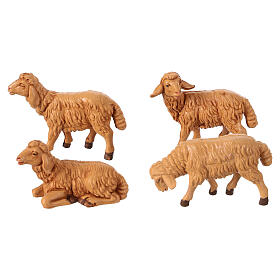 Nativity scene figurines, brown plastic sheep, 4 pieces 12cm