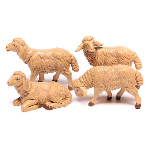 Nativity scene figurines, brown plastic sheep, 4 pieces 12cm 1