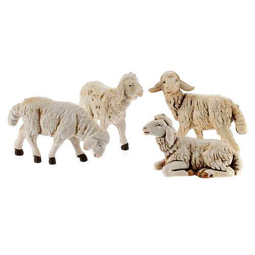 Moutons plastique assortis pour crèche de 12 cm, 4 pc 4