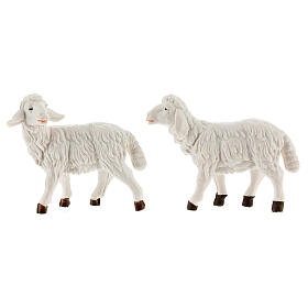 Schafe für Krippe aus weißer Plastik 4 Stücke 12 cm hoch