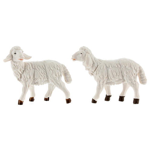 Schafe für Krippe aus weißer Plastik 4 Stücke 12 cm hoch 2