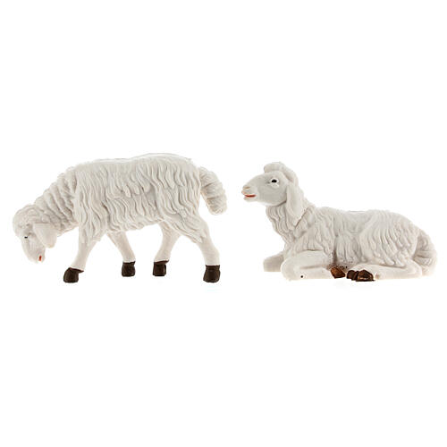 Schafe für Krippe aus weißer Plastik 4 Stücke 12 cm hoch 3