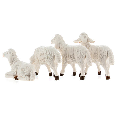 Schafe für Krippe aus weißer Plastik 4 Stücke 12 cm hoch 4