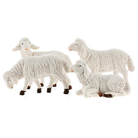Nativity scene figurines, white plastic sheep, 4 pieces 12cm