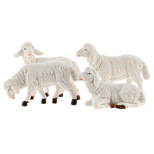 White plastic sheep, 4 pieces for a 12cm Nativity. 1