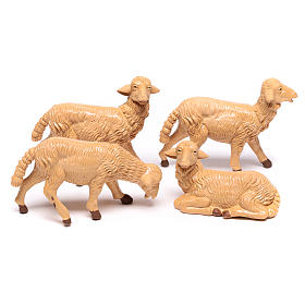 Nativity scene figurines, brown plastic sheep, 4 pieces 16cm