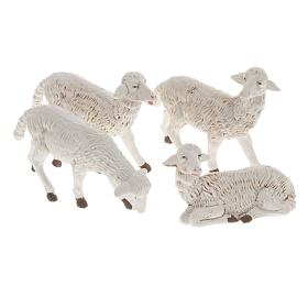 Schafe für Krippen aus Plastik gemischt 4 Stücke 16 cm hoch