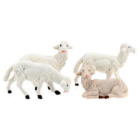 Nativity scene figurines, white plastic sheep, 4 pieces 16cm
