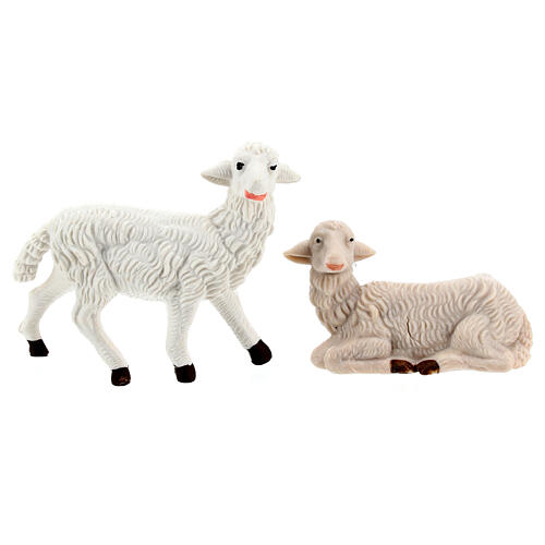 Nativity scene figurines, white plastic sheep, 4 pieces 16cm 2