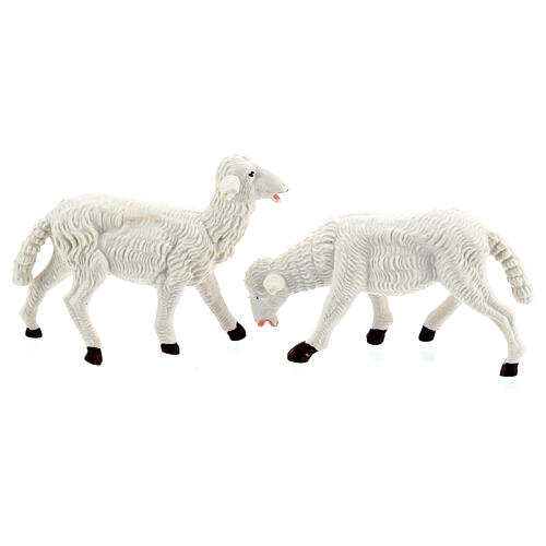 Nativity scene figurines, white plastic sheep, 4 pieces 16cm 3