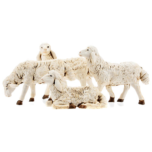 Pecore presepi plastica assortite 4 pz. per pastori di 20 cm 1