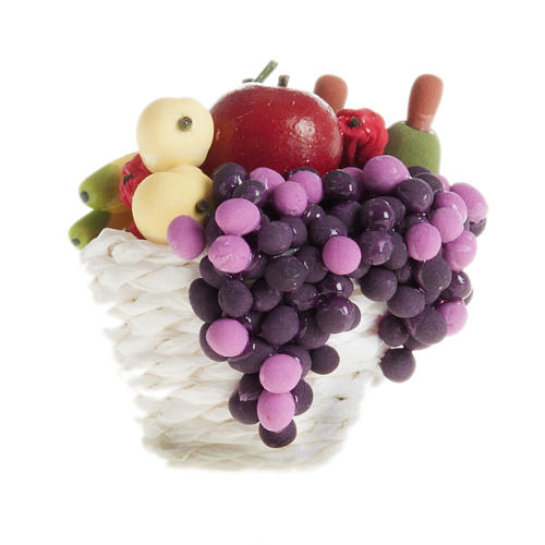 Miniature panier de fruits et raisins crèche noel 1