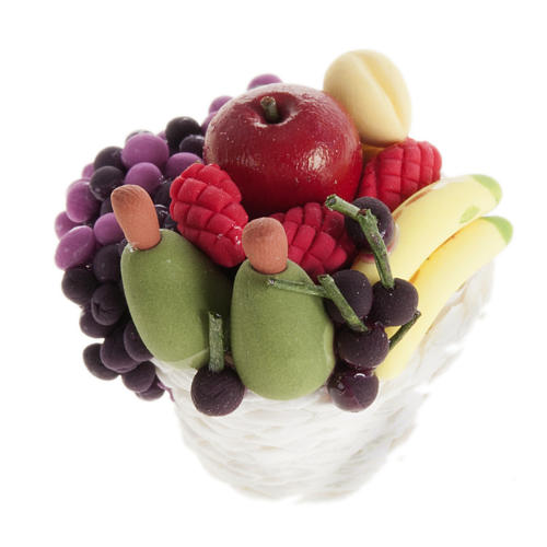 Miniature panier de fruits et raisins crèche noel 2