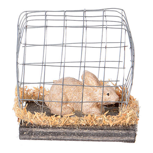 Miniature lapin en cage pour crèche noël 3