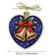 Cuore natalizio Valenti campanelle fiocco rosso foglia oro 15x15 cm s3