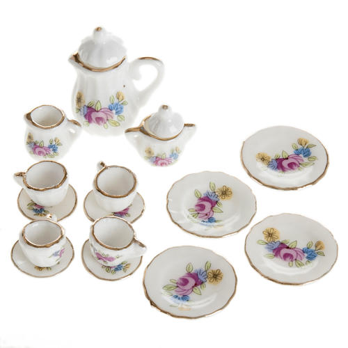 Service de thé miniature en porcelaine crèche 1