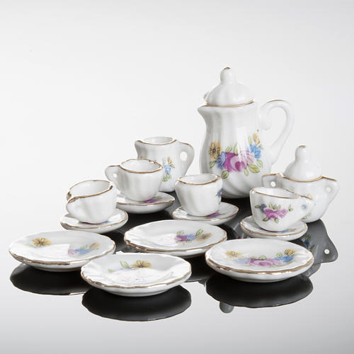 Serviço de chá porcelana miniatura presépio 3