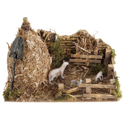 Nativity scene, sheepfold and sheaf of straw 1