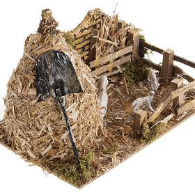 Animais para Présepio: Curral com molho de palha cenário para presépio com figuras de altura média 12 cm
