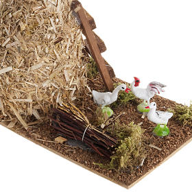 Animals for Nativity Scene: Nativity scene: sheaf of straw with poultry