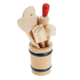 Nativity accessory, pot with kitchen tools, set of 7 pieces