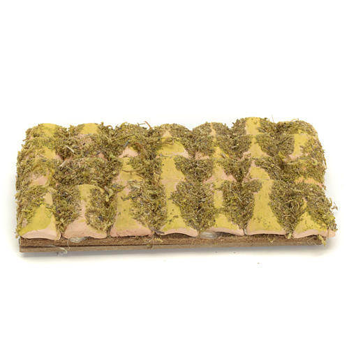 Nativity accessory, roof with tiles and moss 13x7cm 1