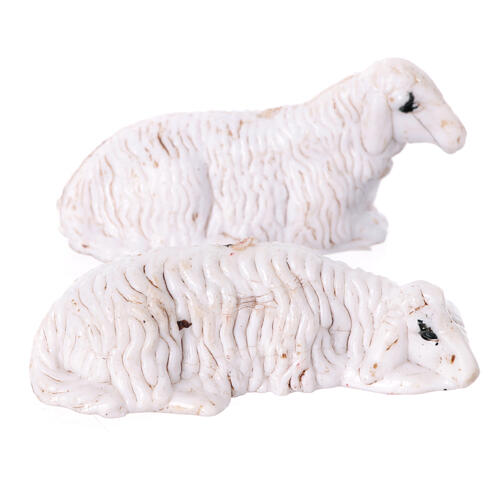 Schafe liegend für Krippen 8 cm Set 2 Stk. 1