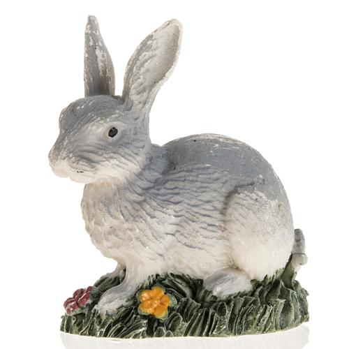 Graues Kaninchen für Krippe 14 cm, aus Harz 1