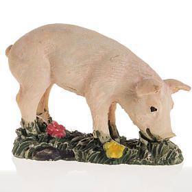 Cochon rose résine crèche Noel 10 cm
