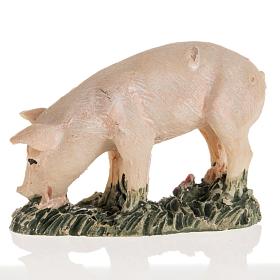 Cochon rose résine crèche Noel 10 cm