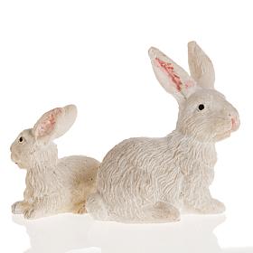 Kaninchen für Krippe 10 cm, aus Harz, 2 Stücke.
