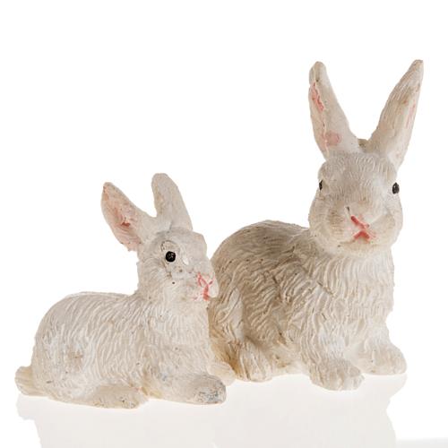 Kaninchen für Krippe 10 cm, aus Harz, 2 Stücke. 1