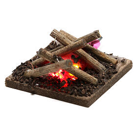Electric fire for nativities, 2 intermittent LED lights 5x5cm