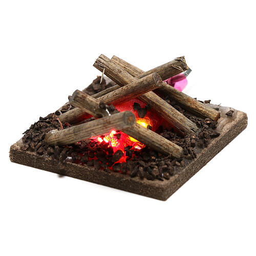 Electric fire for nativities, 2 intermittent LED lights 5x5cm 2