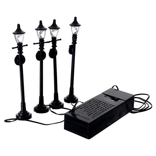 Battery powered street lamps, set of 4, H10cmBattery powered st 4