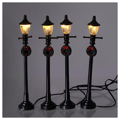 Candeeiros iluminação pública de pilhas conjunto 4 peças 10 cm 2