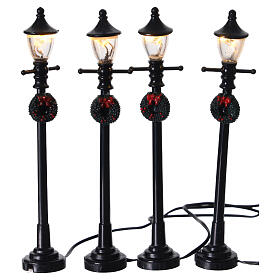 Battery powered street lamps, set of 4, H10cmBattery powered st